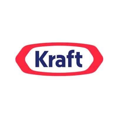 red and blue Kraft logo on white background in square layout