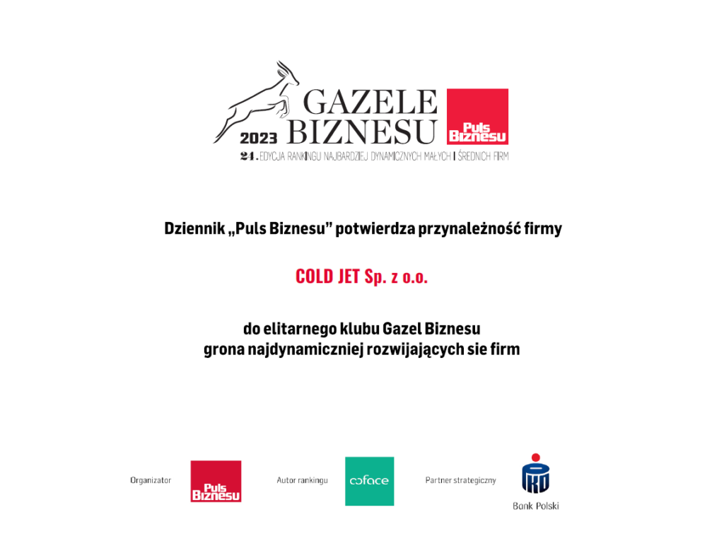 Gazele Biznesu 2023 dyplom Cold Jet