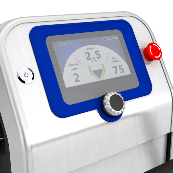 tela de exibição de uma máquina de jateamento de gelo seco Aero2 PCS 60